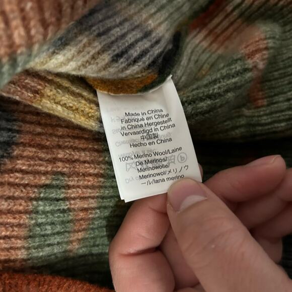 Madewell Merino Wool Bunny Rabbit Camo Print Flare Bell Sleeve Cropped Sweater - Picture 6 of 6